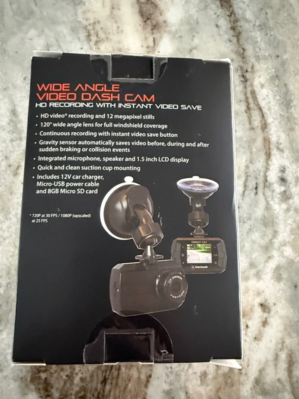 blackweb Black Wide Angle Video Dash Cam - Black